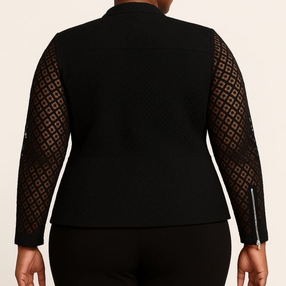 NWT City Chic Black Lace Biker Jacket Sz S (16) - Picture 3 of 3